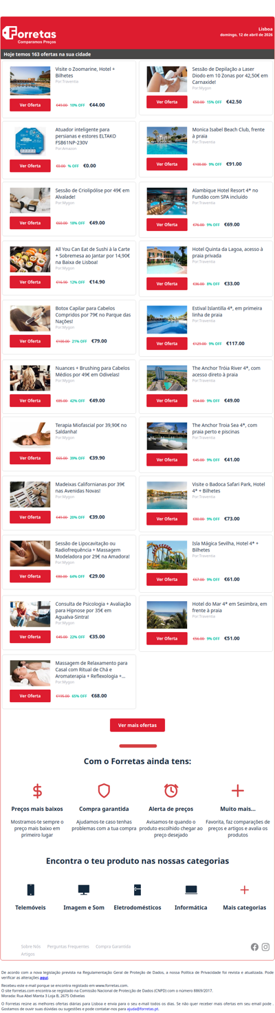 44€ por Visite o Zoomarine, Hotel + Bilhetes | 0€ por Atuador inteligente para persianas e estores ELTAKO | Sessão de Criolipólise por 49€ em Alvalade!