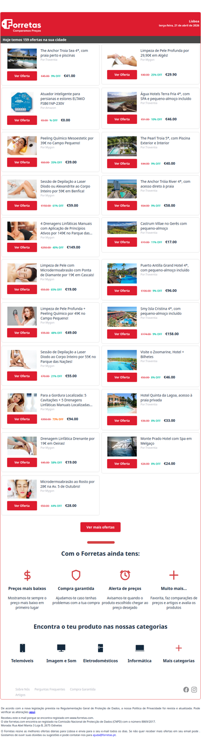 41€ por The Anchor Troia Sea 4*, com praia perto e piscinas | 0€ por Atuador inteligente para persianas e estores ELTAKO | Peeling Químico Mesoestetic por 39€ no Campo Pequeno!