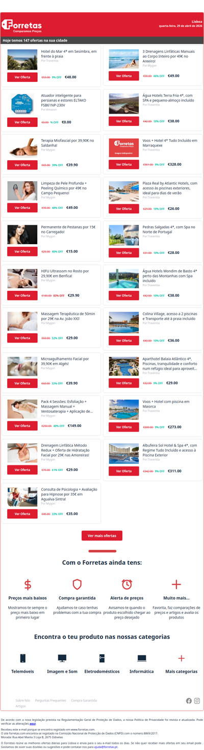 48€ por Hotel do Mar 4* em Sesimbra, em frente à praia | 0€ por Atuador inteligente para persianas e estores ELTAKO | Terapia Miofascial por 39,90€ no Saldanha!