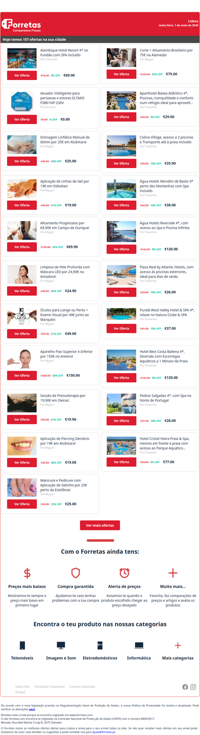 69€ por Alambique Hotel Resort 4* no Fundão com SPA incluído | 0€ por Atuador inteligente para persianas e estores ELTAKO | Drenagem Linfática Manual de 60min por 25€ em Alcântara!