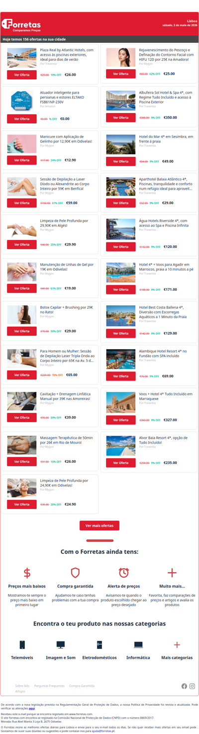 26€ por Plaza Real by Atlantic Hotels, com acesso às piscinas | 0€ por Atuador inteligente para persianas e estores ELTAKO | Manicure com Aplicação de Gelinho por 12,90€ em Odivelas!