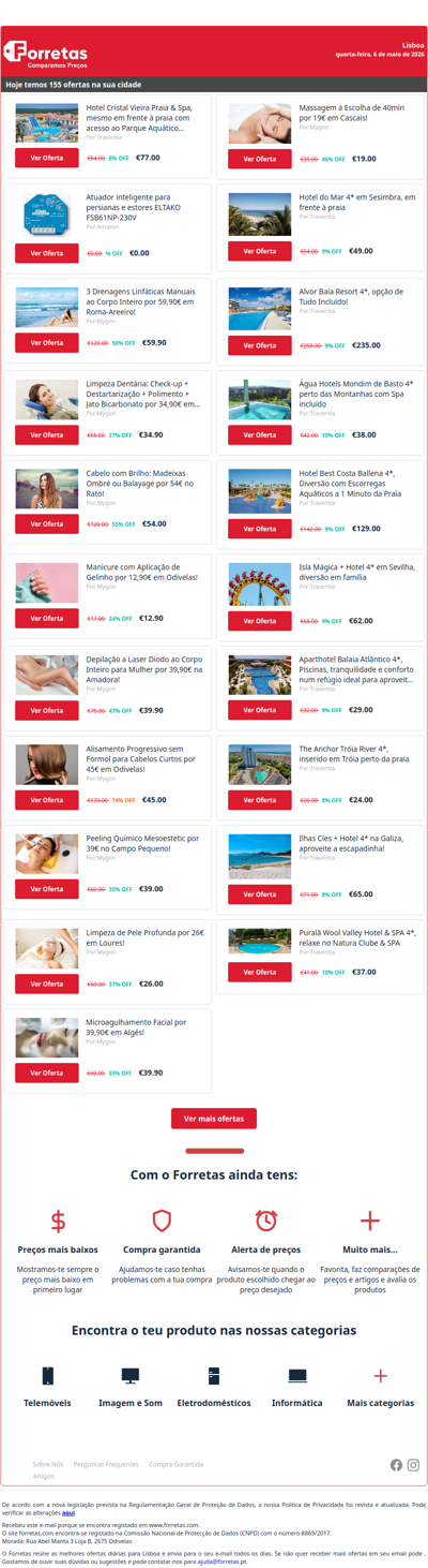 77€ por Hotel Cristal Vieira Praia & Spa, mesmo em frente | 0€ por Atuador inteligente para persianas e estores ELTAKO | 59€ por 3 Drenagens Linfáticas Manuais ao Corpo Inteiro por