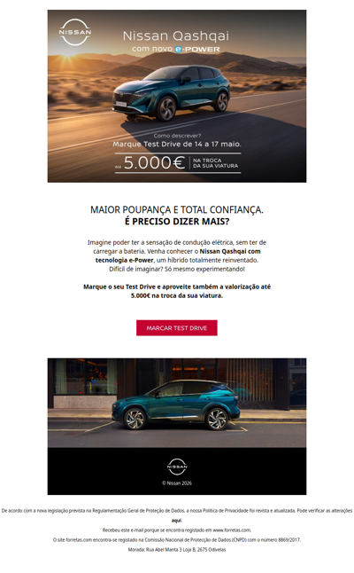 Novo Nissan Qashqai e-Power: Aproveite até 5.000€ na troca da sua viatura.