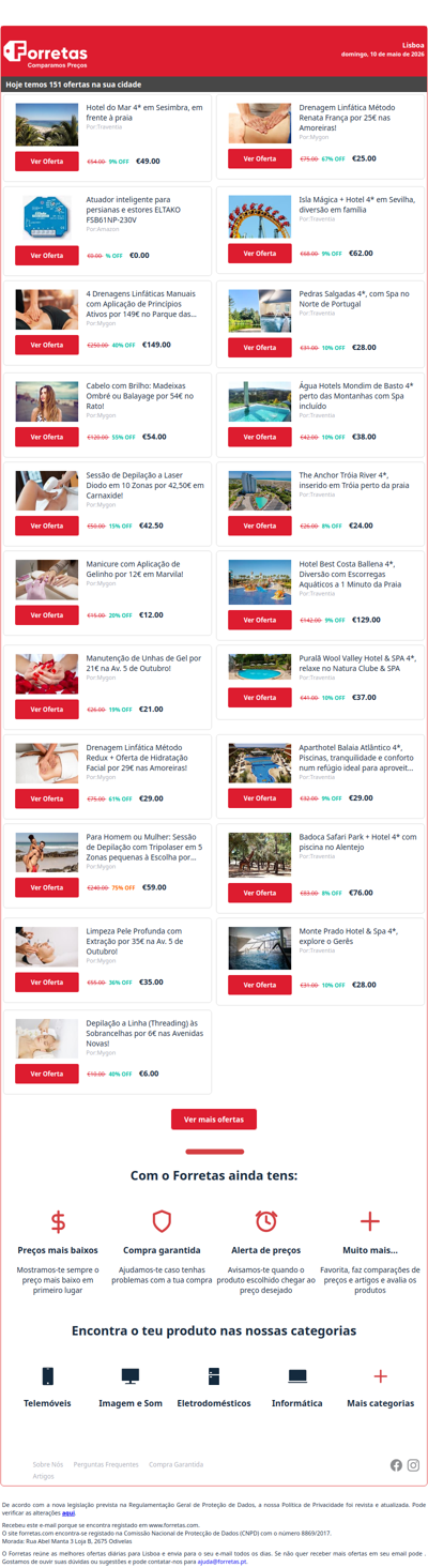 49€ por Hotel do Mar 4* em Sesimbra, em frente à praia | 0€ por Atuador inteligente para persianas e estores ELTAKO | 149€ por 4 Drenagens Linfáticas Manuais com Aplicação de Princípios