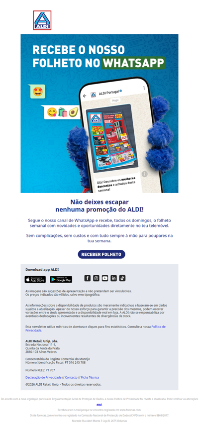 Queres o folheto ALDI no WhatsApp?