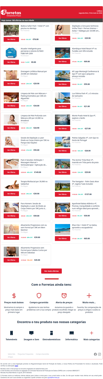 76€ por Badoca Safari Park + Hotel 4* com piscina no Alentejo | 0€ por Atuador inteligente para persianas e estores ELTAKO | Drenagem Linfática Manual por 29,90€ em Odivelas!