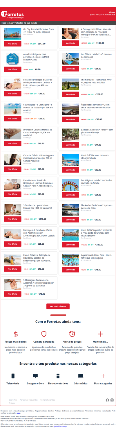 517€ por On City Resort All Inclusive Prime 4*, relaxe no Sul | 0€ por Atuador inteligente para persianas e estores ELTAKO | 49€ por Sessão de Depilação a Laser de Díodo para Homem: Ombros