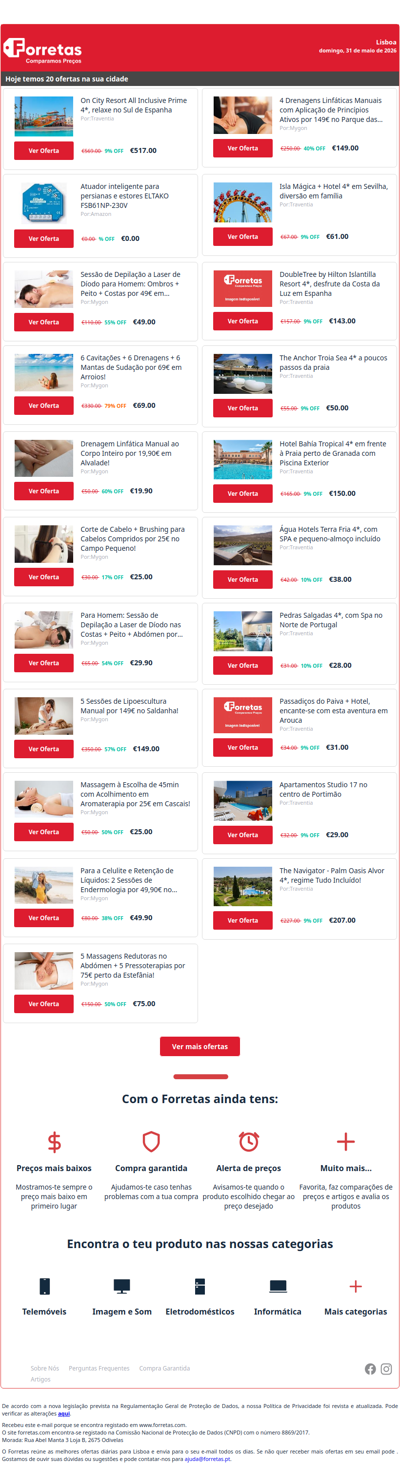 517€ por On City Resort All Inclusive Prime 4*, relaxe no Sul | 0€ por Atuador inteligente para persianas e estores ELTAKO | 49€ por Sessão de Depilação a Laser de Díodo para Homem: Ombros