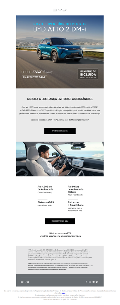 Descubra o novo BYD ATTO. Desde 27.640€ + IVA.