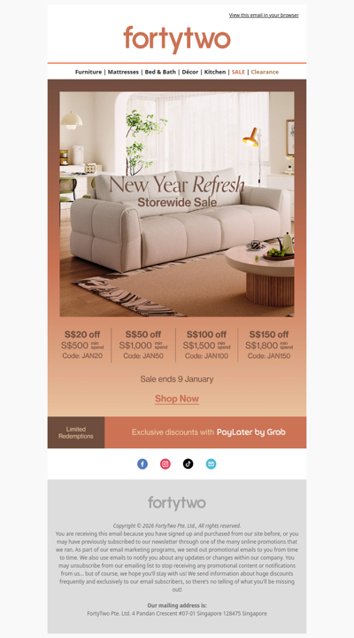 🏠 Begin 2026 with up to S$150 off storewide