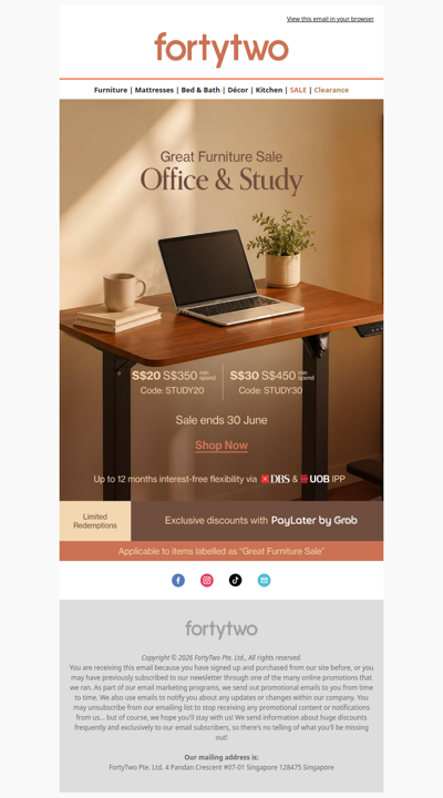 Study & Office: Extra S$30 off 💼