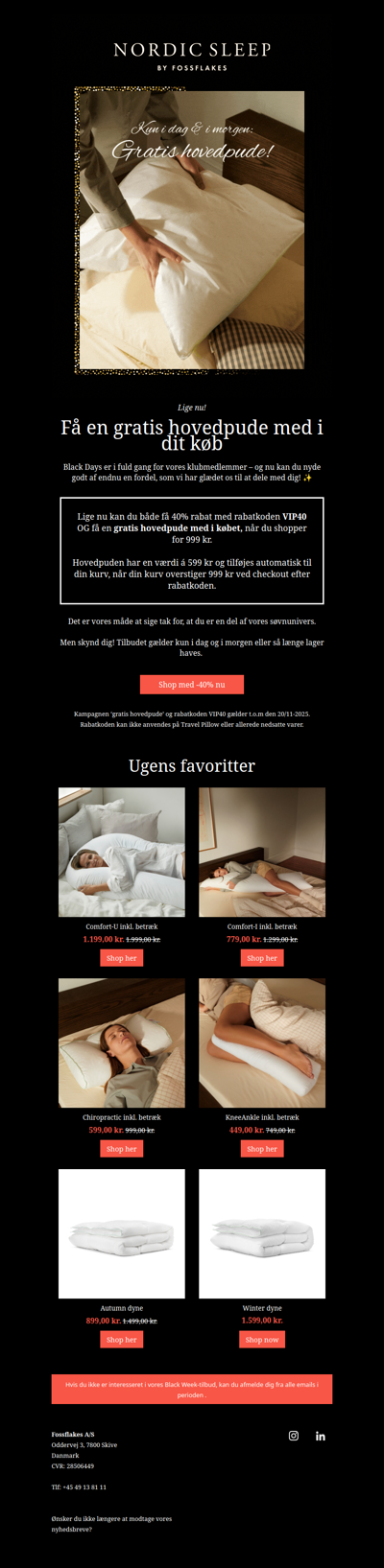 Black Days fortsætter! Få 40% og GRATIS hovedpude med i købet