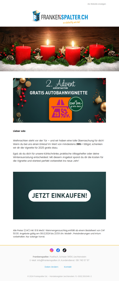 2. Advent - Gratis Vignette zu deinem Einkauf!🎄🔥