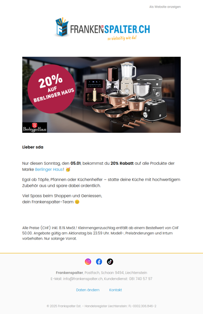 20% auf Berlinger Haus! 🎉