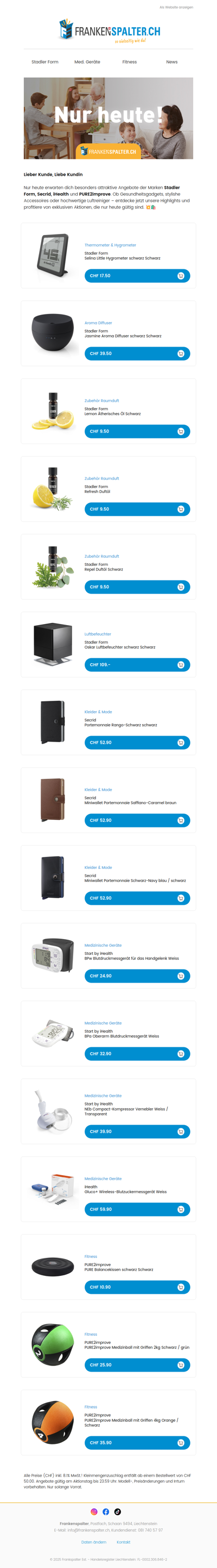 Nur heute: Top Deals von Stadler Form, Secrid, iHealth und PURE2improve