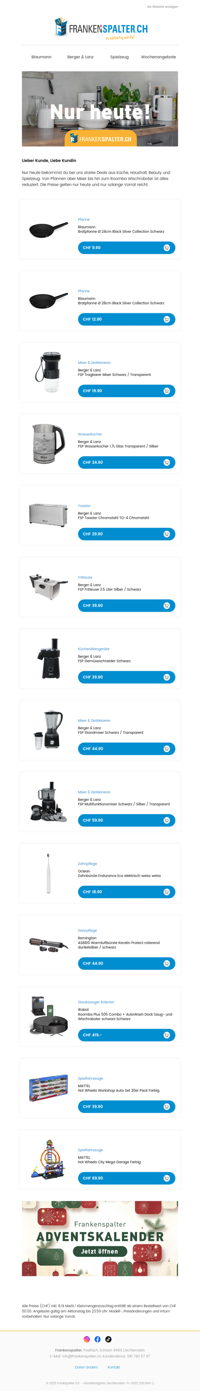 Nur heute: Top-Angebote bei Frankenspalter