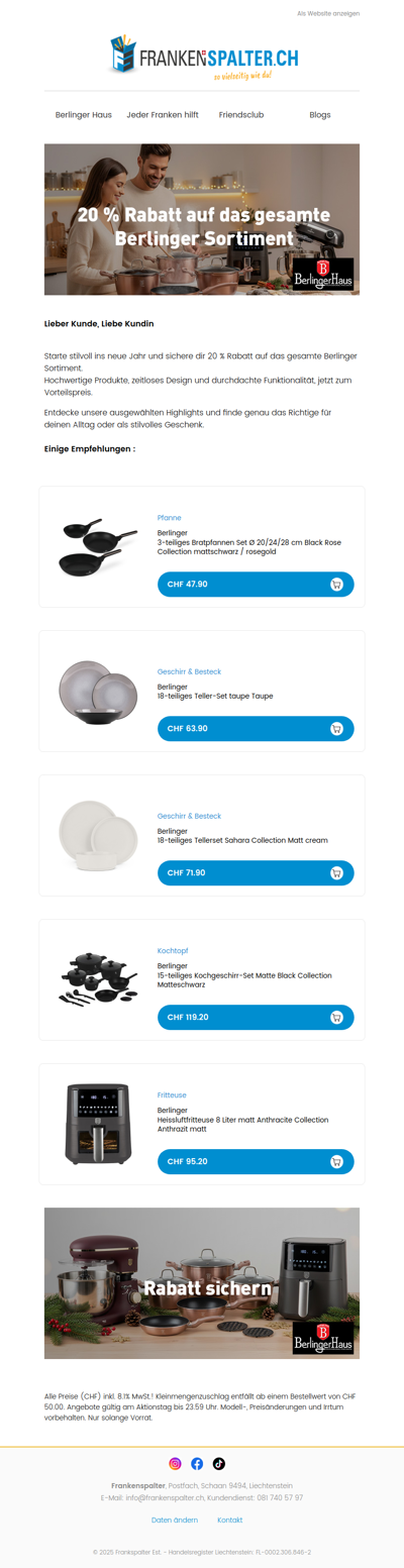 20 % Rabatt auf alles von Berlinger Haus