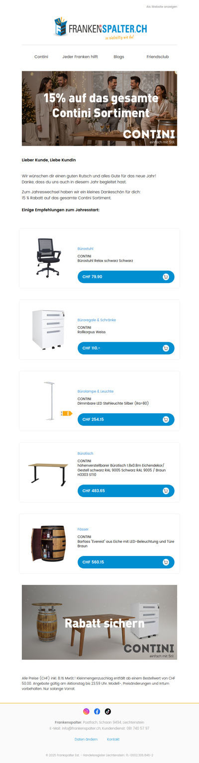 Guten Rutsch! 15 % auf das gesamte Contini Sortiment