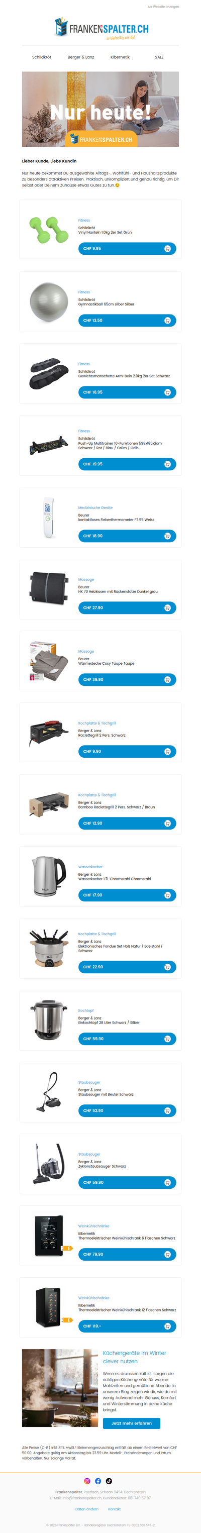 Nur heute: Alles für Fitness, Küche & Entspannung