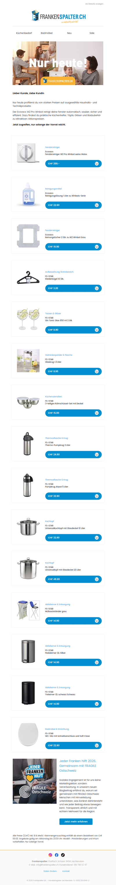 Nur heute: Fensterroboter, Küchen & Home-Basics zum Aktionspreis