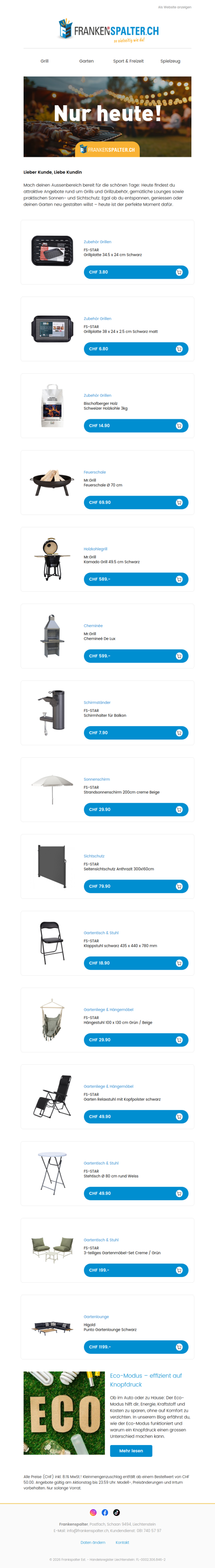 Nur heute: Grill, Lounge & Sonnenschutz zum Spezialpreis ☀️🔥