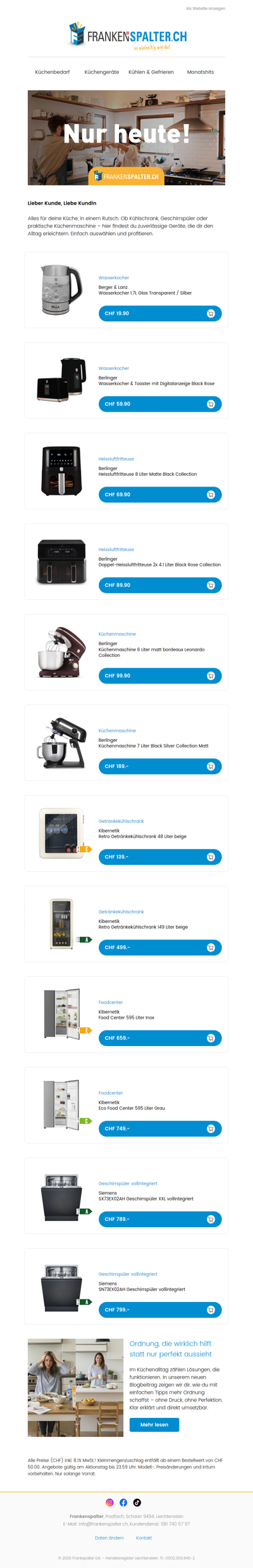 Nur heute: Starke Küchen-Deals für dein Zuhause