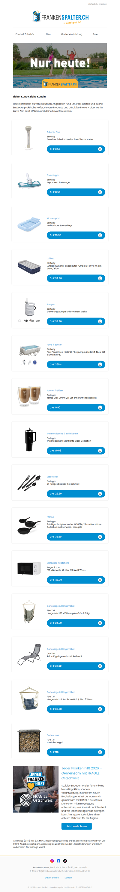 Nur heute: Top-Angebote für Pool, Garten & Küche sichern!