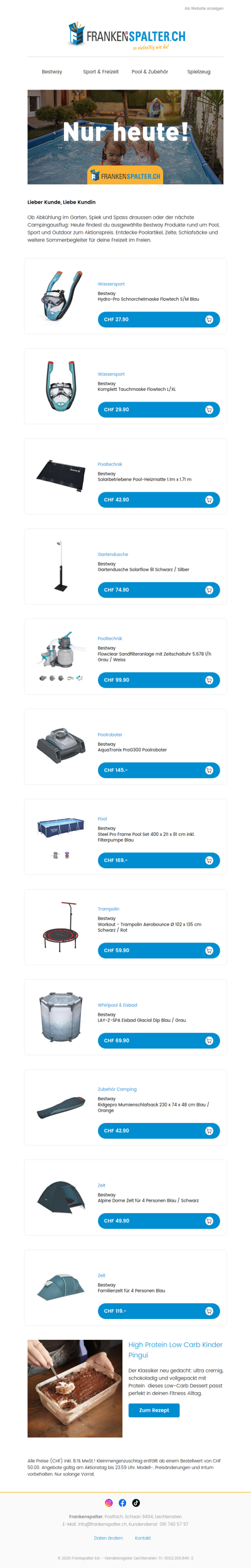 Nur heute: Bestway Sommerartikel im Angebot