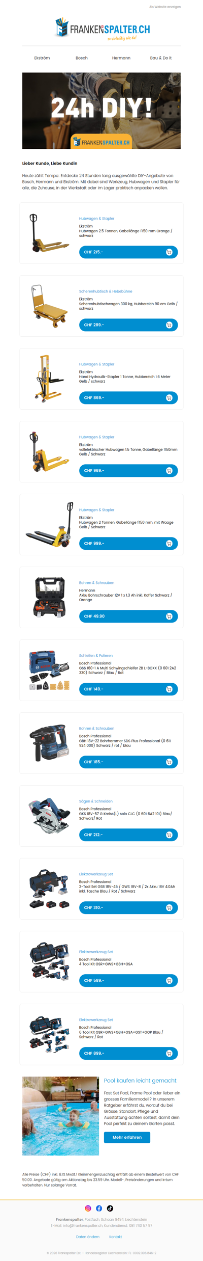 24h DIY: Werkzeug & Hubwagen reduziert