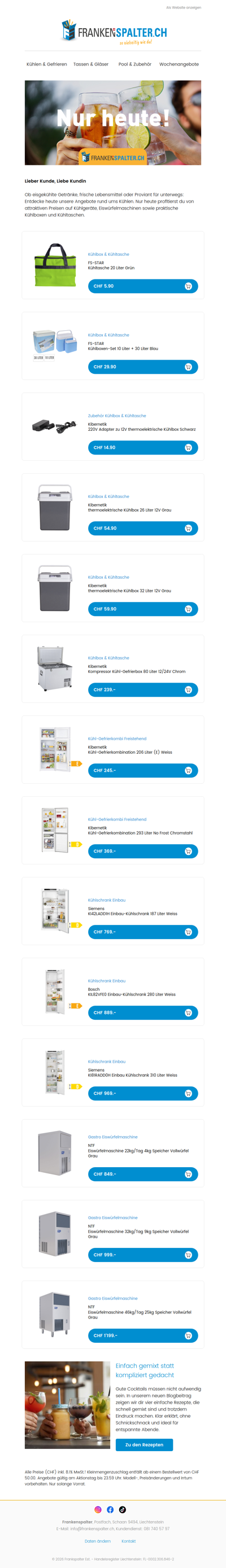 Nur heute: Coole Deals für heisse Tage 🧊