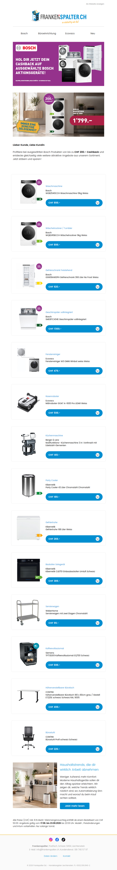 Wochenaktion KW 34, Bosch Cashback sichern & weitere Top Angebote entdecken