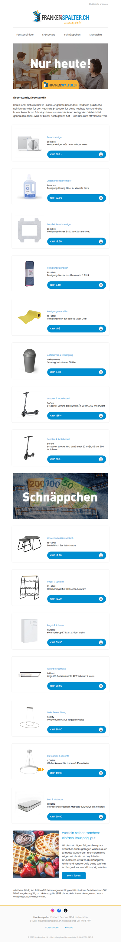 Nur heute: Reinigungshelfer, E-Scooter & Schnäppchen