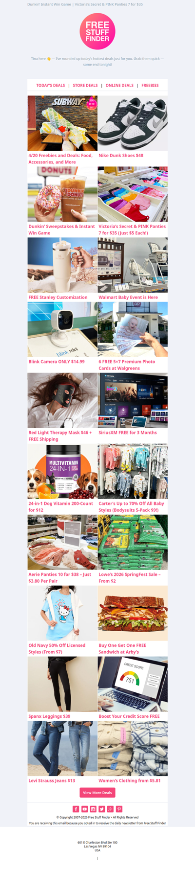 🌟 Freebies & Deals Alert - April 20th 🤸 Nike Dunk Shoes $48