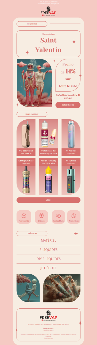 💝 Offre Saint-Valentin : -14% sur toute la boutique Freevap