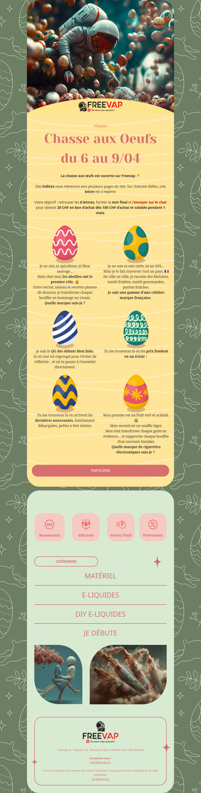 🌼🍫🐰 CHASSE AUX OEUFS OUVERTE ! 20CHF à remporter