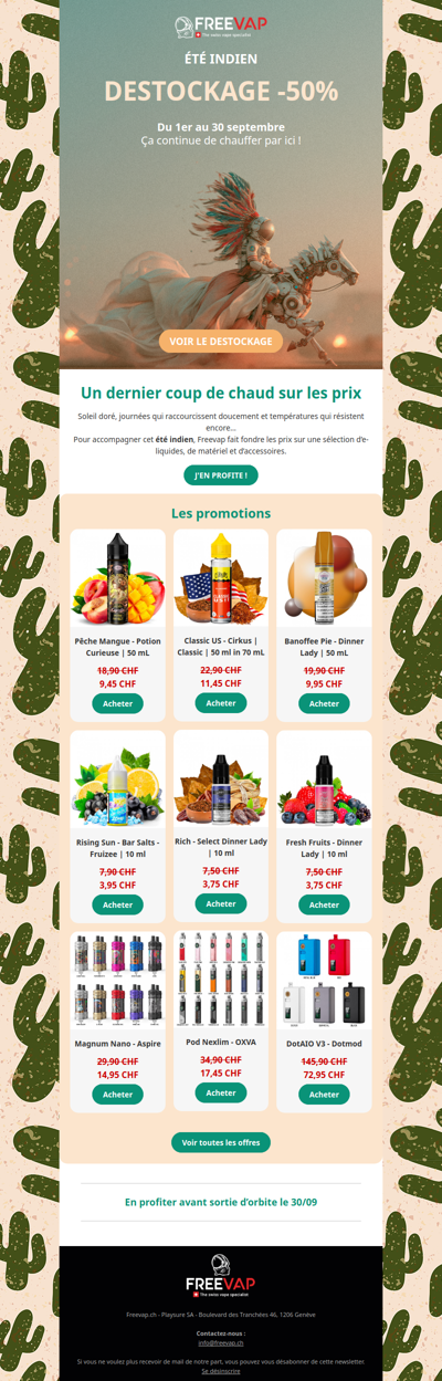 ☀️ L’été indien débarque chez Freevap : -50% sur les promos