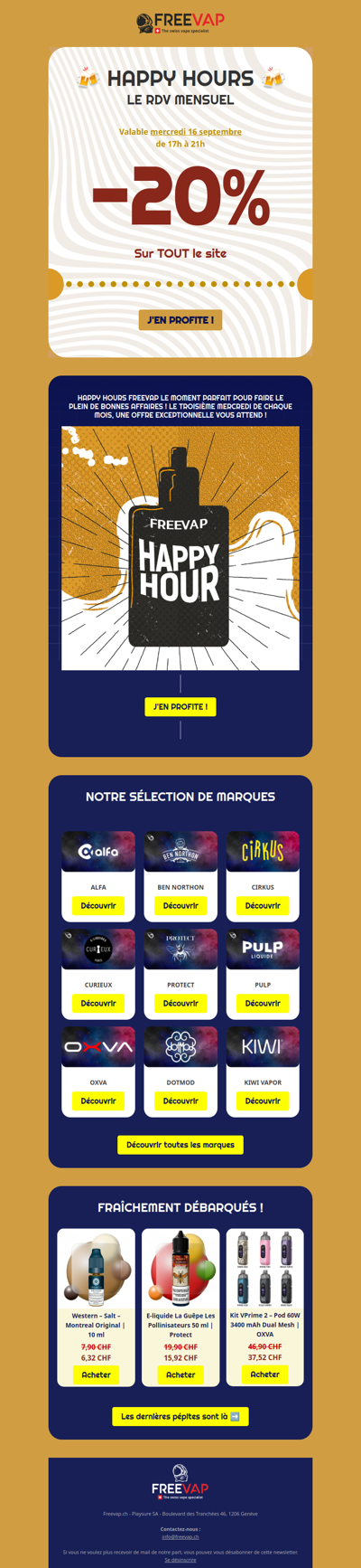 ⏰ RDV demain pour l'HAPPY HOUR : -20% sur TOUT… mais pas longtemps !