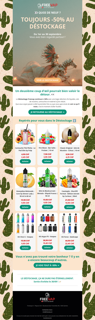 👀 Quoi de neuf au Déstockage ? Toujours -50% !