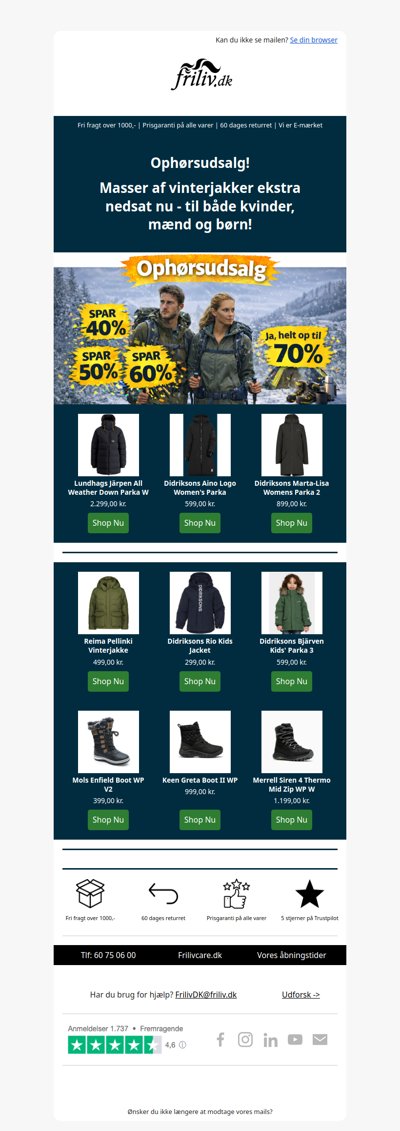 Ophørsudsalg - Vintertøj med massive nedsættelser