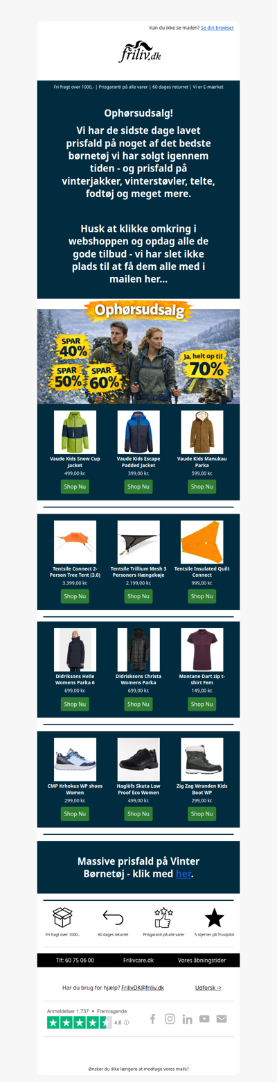 Ophørsudsalg - Prisfald Jakker, Fodtøj, trøjer og meget, meget mere