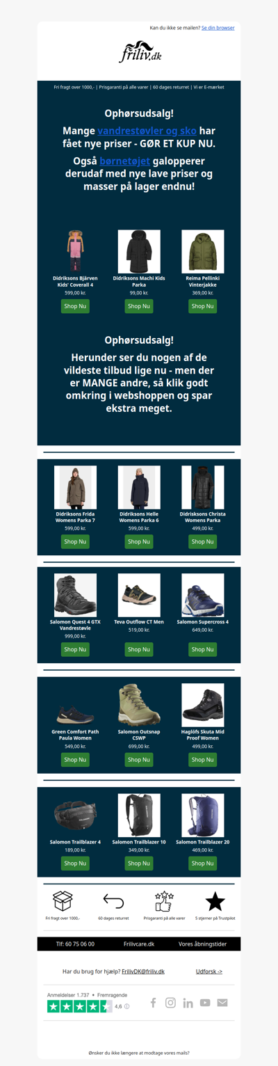 Ophørsudsalg - Vandrestøvler, sko og børnetøj med prisfald