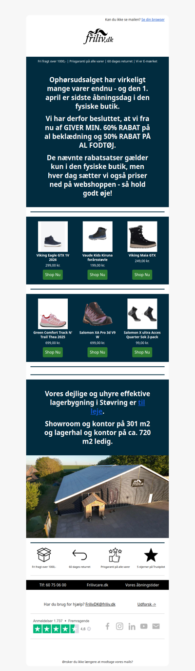 Ophørsudsalg - Ekstra nedsættelser i den fysiske butik