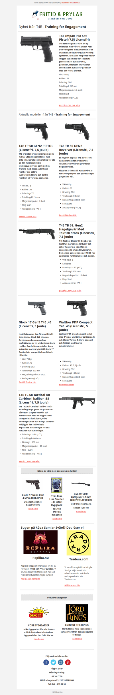 Nyhet från T4E - T4E Impax P68 Set 7,5J