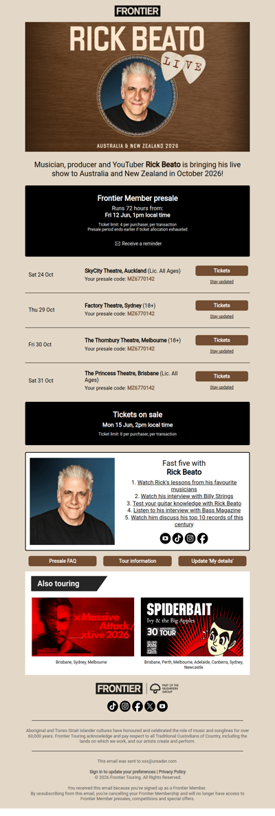 🎼 Rick Beato brings his live show to Aus + NZ for the first time