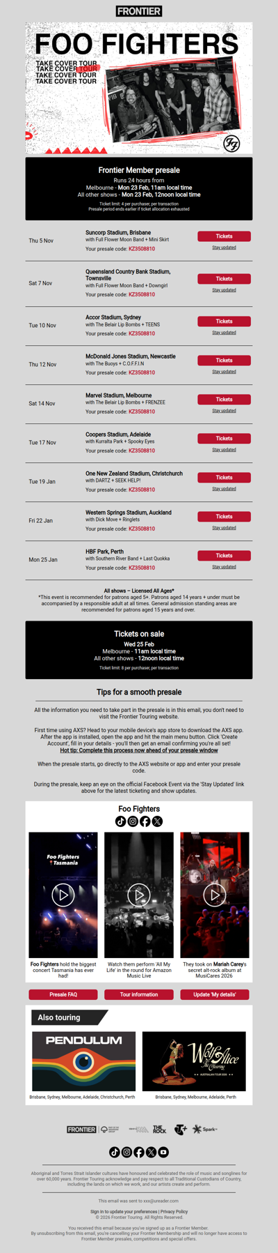 ⚡ The Foo Fighters presale begins today!