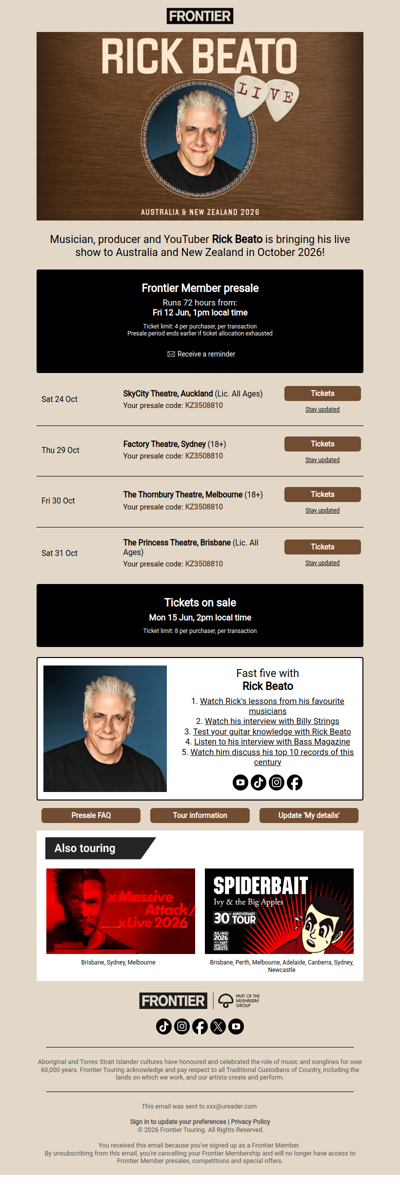🎼 Rick Beato brings his live show to Aus + NZ for the first time