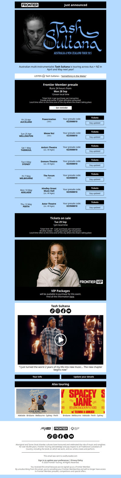 ANNOUNCING 🌊 Tash Sultana