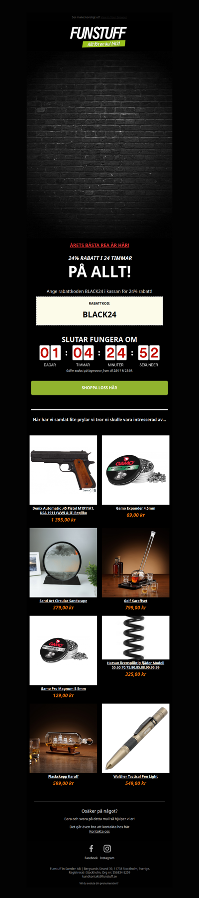 🚨 24% RABATT i 24h - PÅ ALLT!🖤