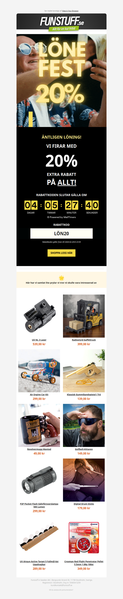 🎉 LÖNEFEST: -20% på ALLT! 🎉