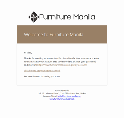 Your Furniture Manila account has been created!